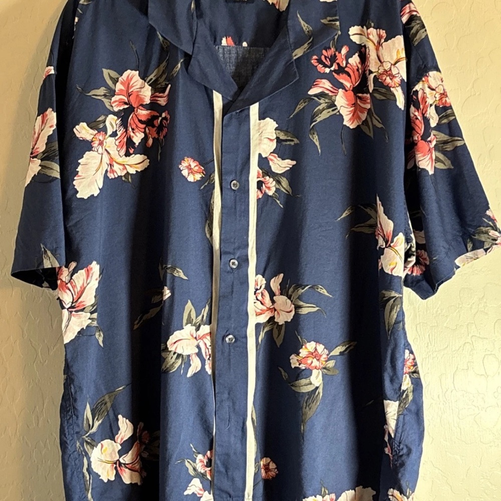 Abercrombie & Fitch Shirt Mens XLarge Blue Floral Button Up Flower Relaxed Fit